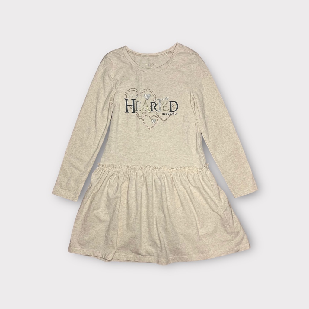 Bcbgirls Cream Text Kind Hearted Long Sleeve Dress